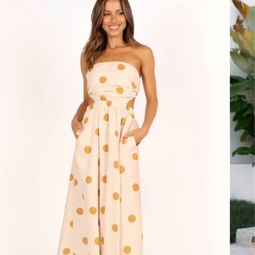 Petal & Pup Cream and Orange Midi Dress